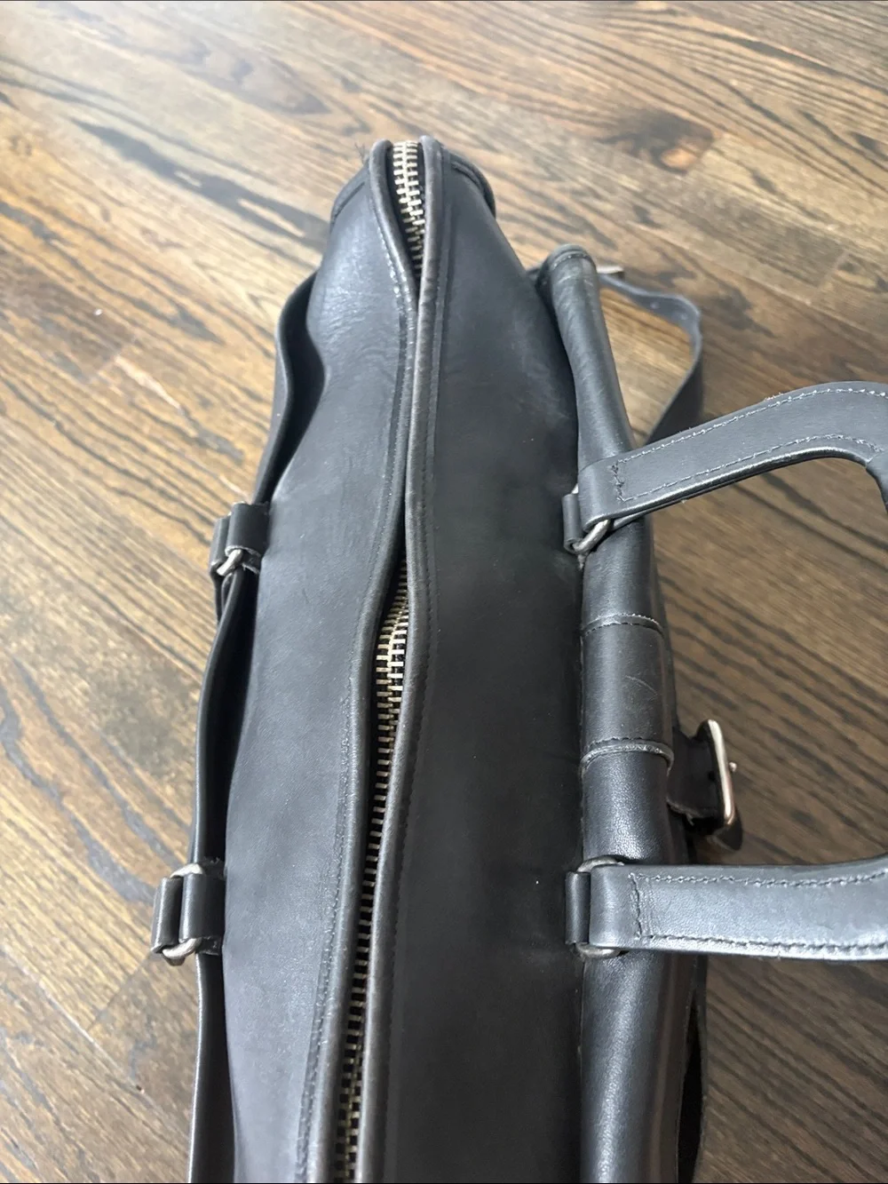 Classic Black Leather Briefcase with Shoulder Strap by COACH